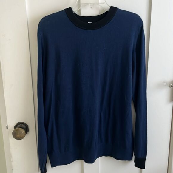 VGUC Lululemon Silk Blend Navy Black Crewneck Sweater Sz 12 - Picture 5 of 9